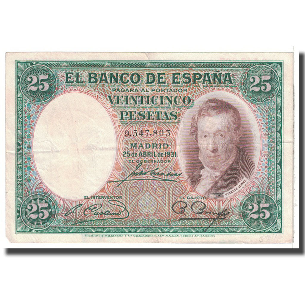 Banconote, Spagna, 25 Pesetas, 1931, 1931-04-25, KM:81, BB