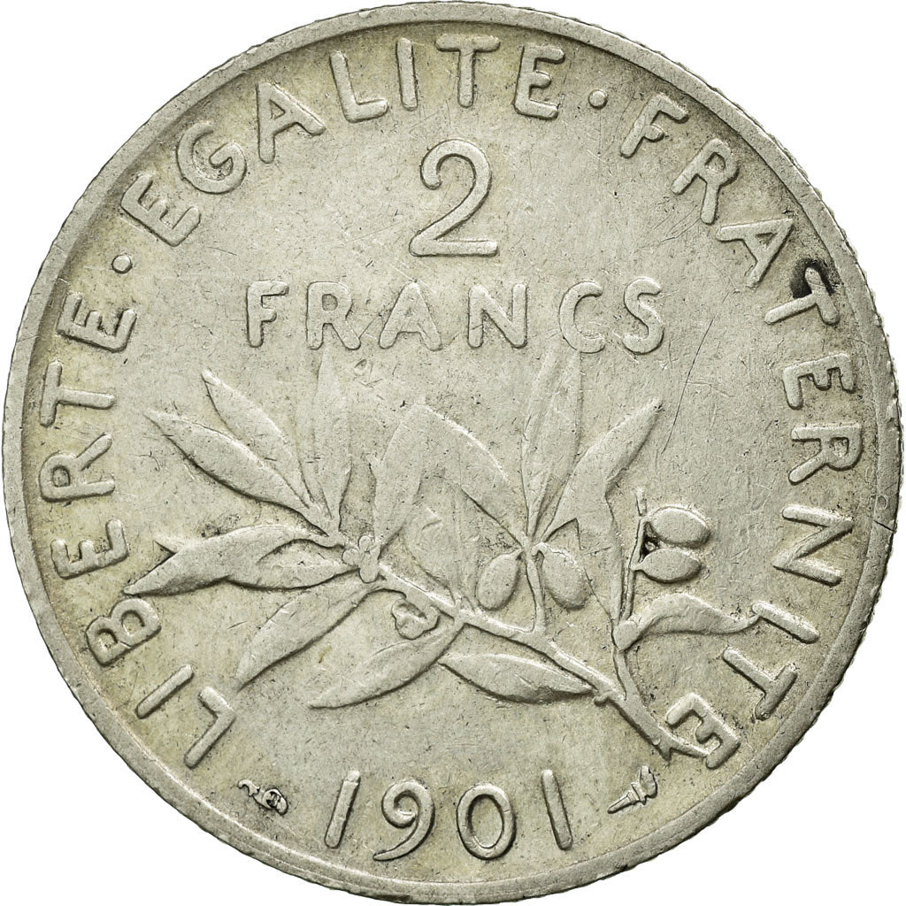 Moneta, Francia, Semeuse, 2 Francs, 1901, Paris, BB, Argento, Gadoury:532