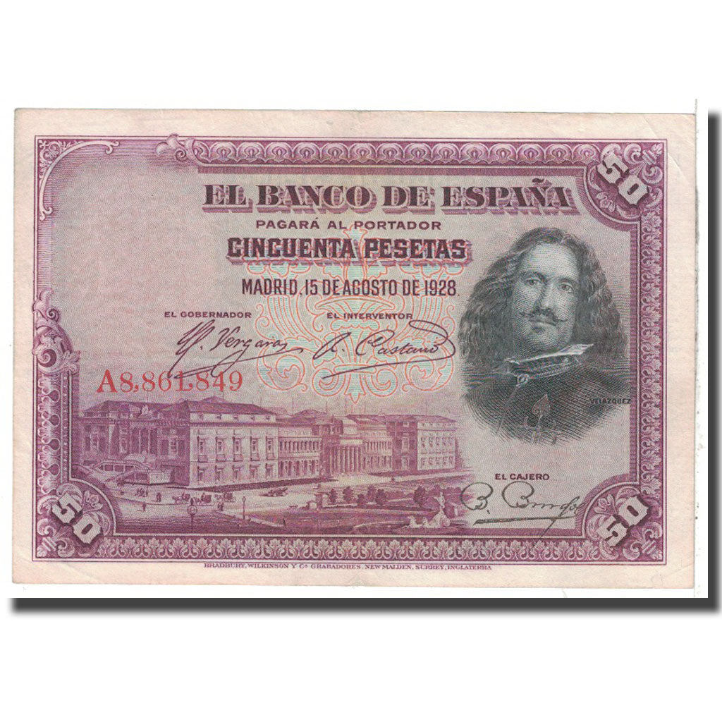 Banknote, Spain, 50 Pesetas, 1928, 1928-08-15, KM:75b, EF(40-45)