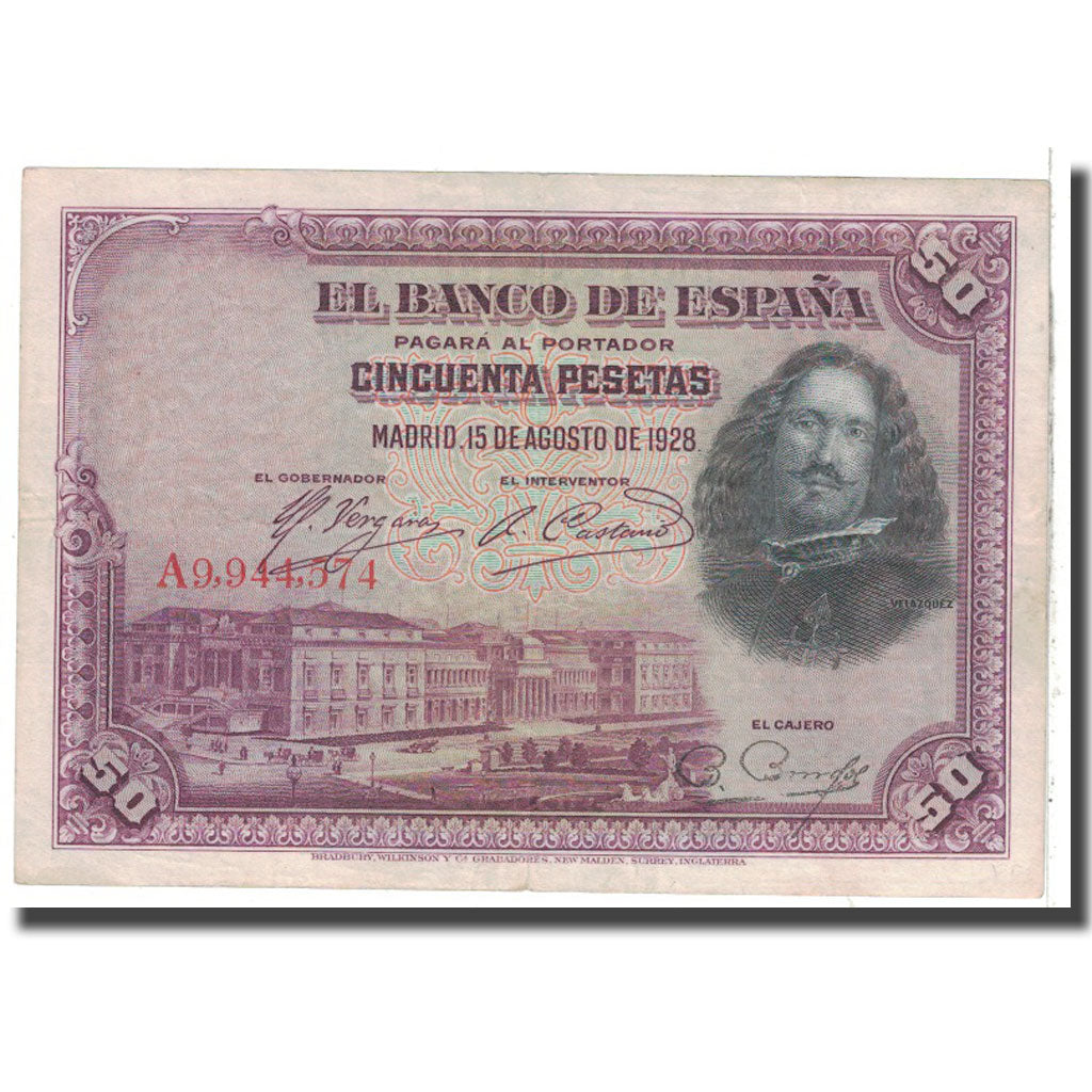 Banknote, Spain, 50 Pesetas, 1928, 1928-08-15, KM:75b, EF(40-45)