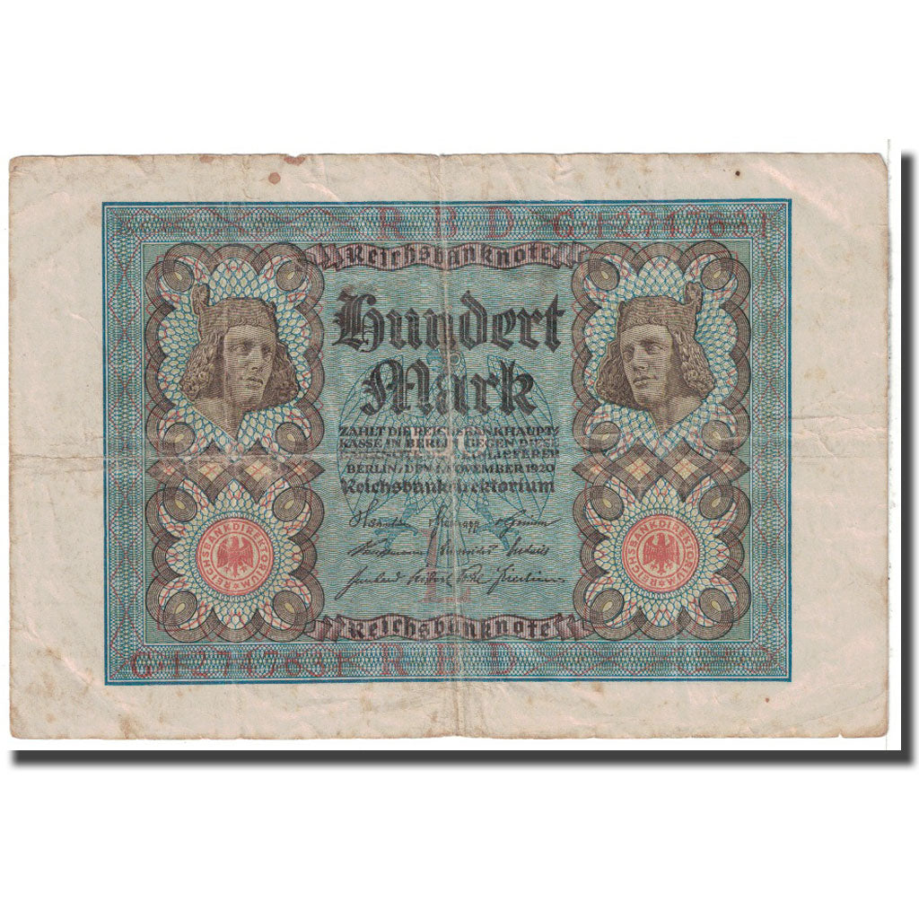 Banknote, Germany, 100 Mark, 1920, 1920-11-01, KM:69b, VF(20-25)