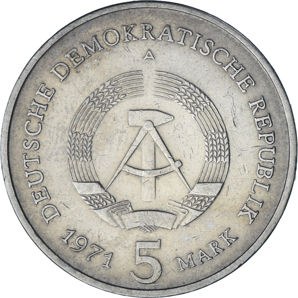 Coin, GERMAN-DEMOCRATIC REPUBLIC, 5 Mark, 1971, Berlin, AU(55-58)