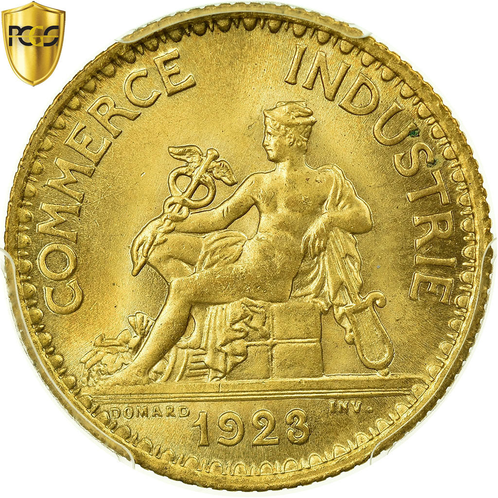Francja, Franc, Chambre de commerce, 1923, Paris, Aluminium-Brąz, PCGS, MS65
