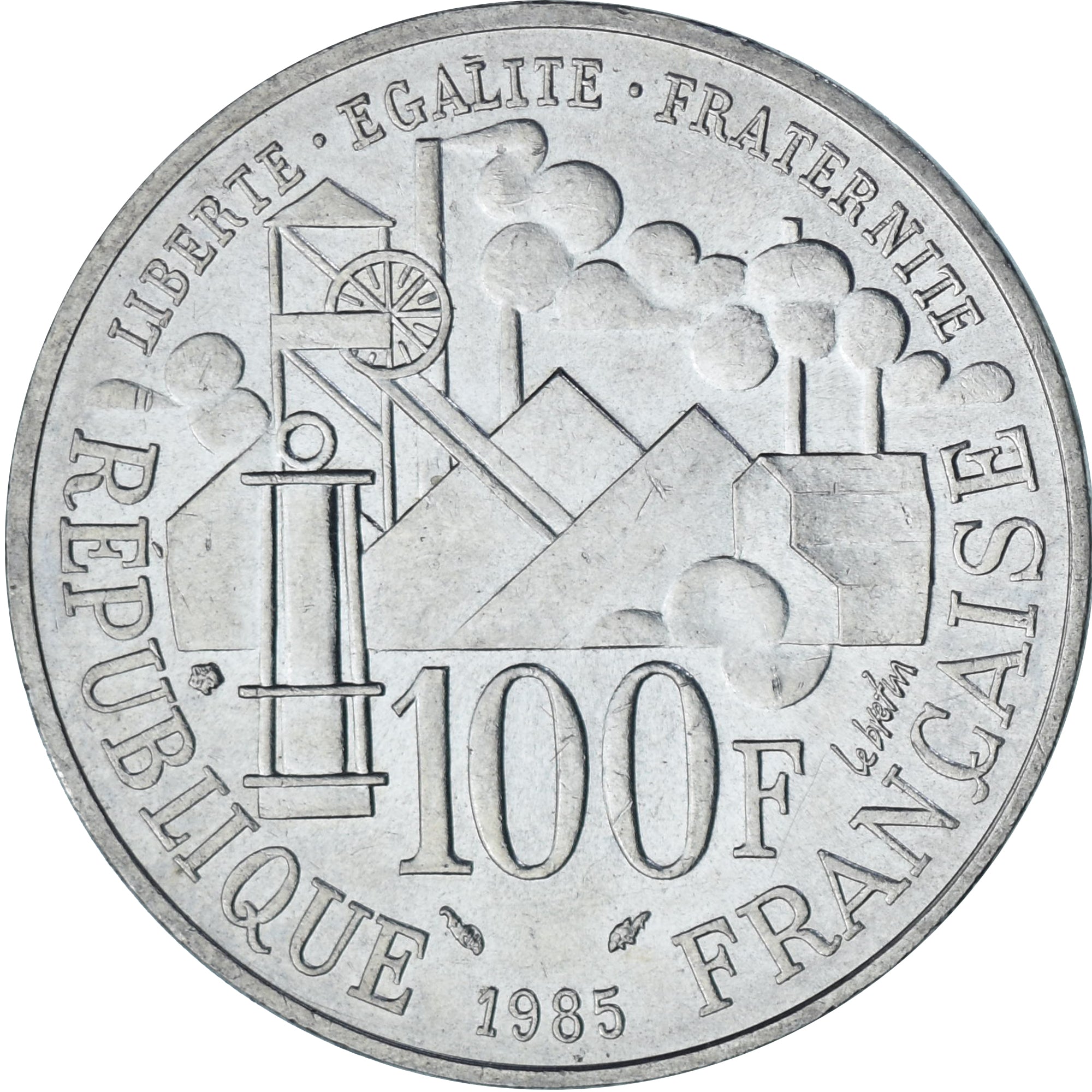 Moeda, França, 100 Francs, 1985, MS(64), Prata, KM:957a, Gadoury:900
