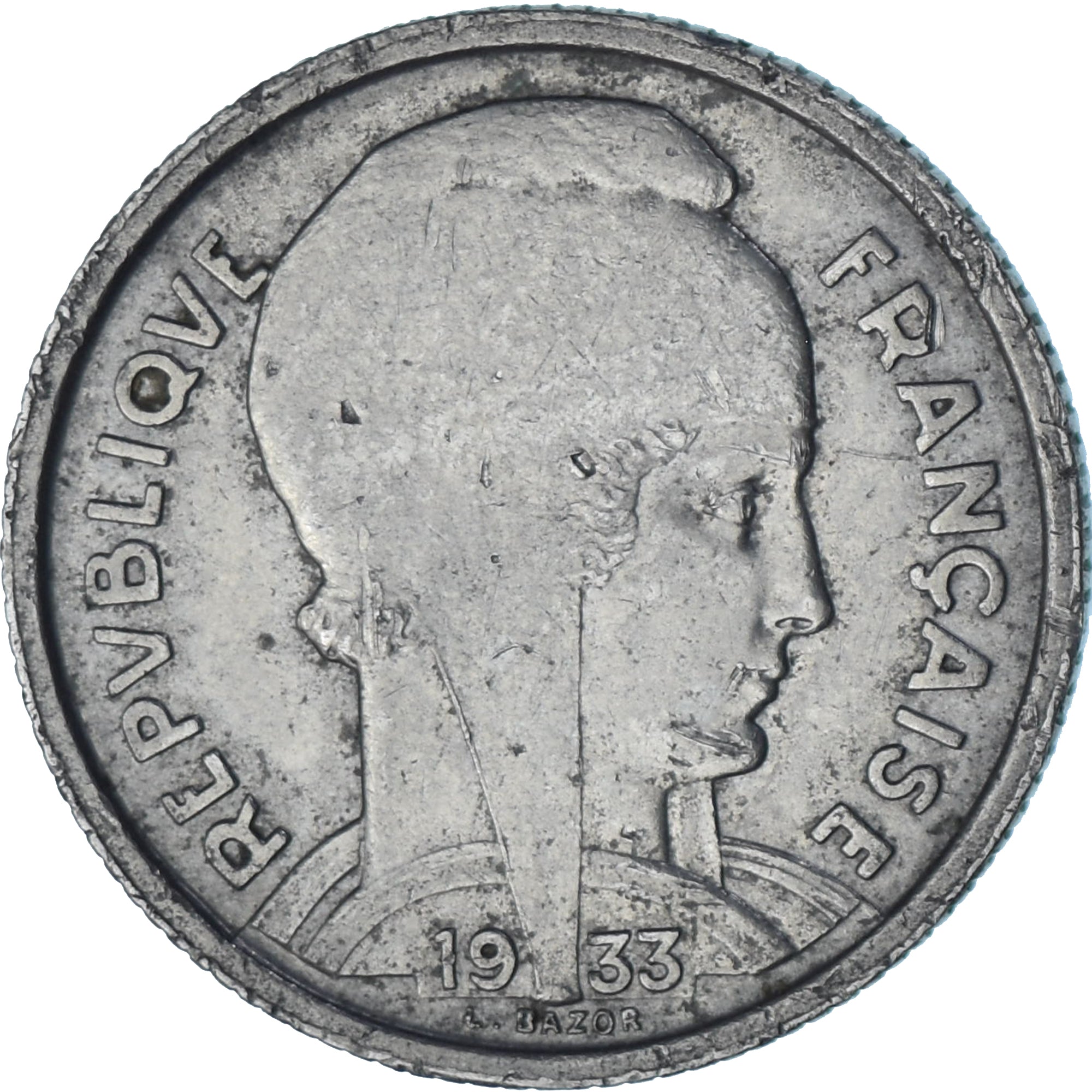 Moneta, Francia, Bazor, 5 Francs, 1933, Paris, BB, Nichel, KM:887, Gadoury:753