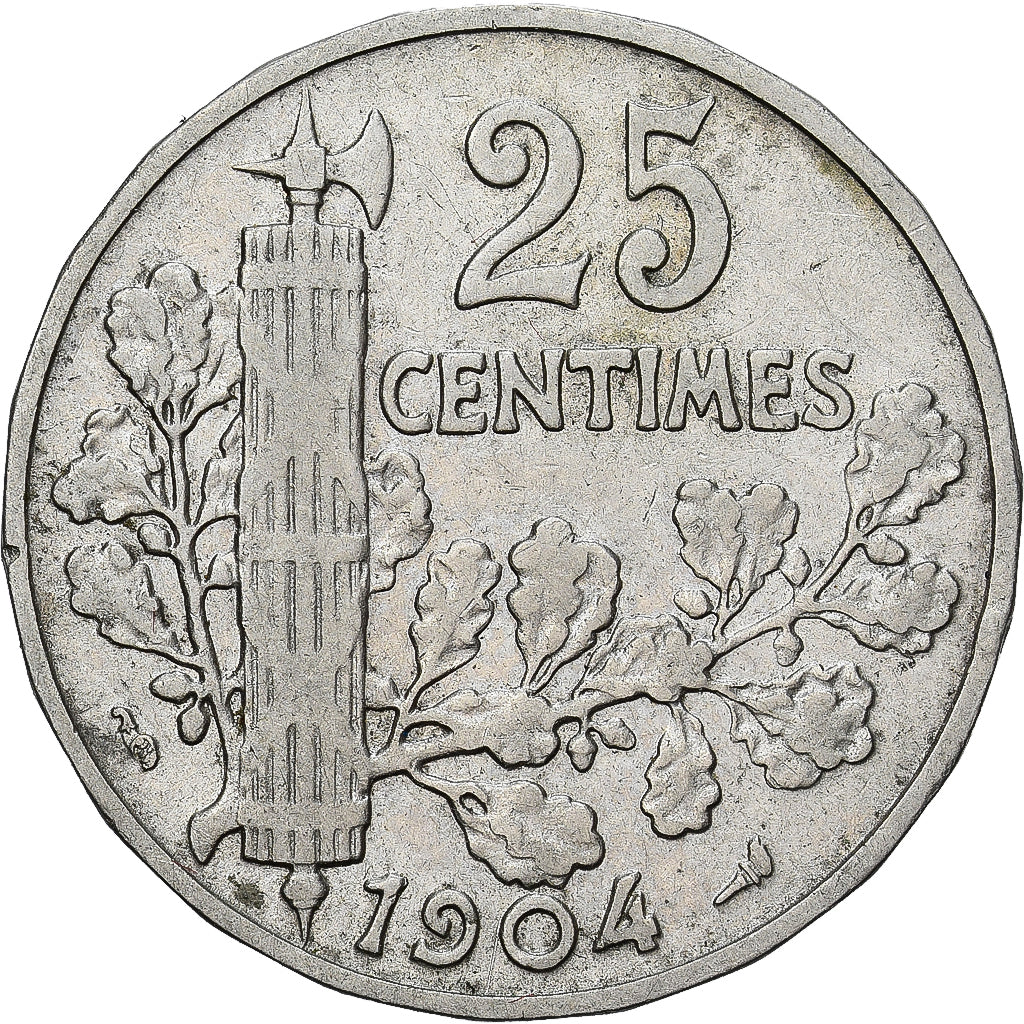 Francia, Patey, 25 Centimes, 1904, Paris, MBC, Níquel, KM:855, Gadoury:362
