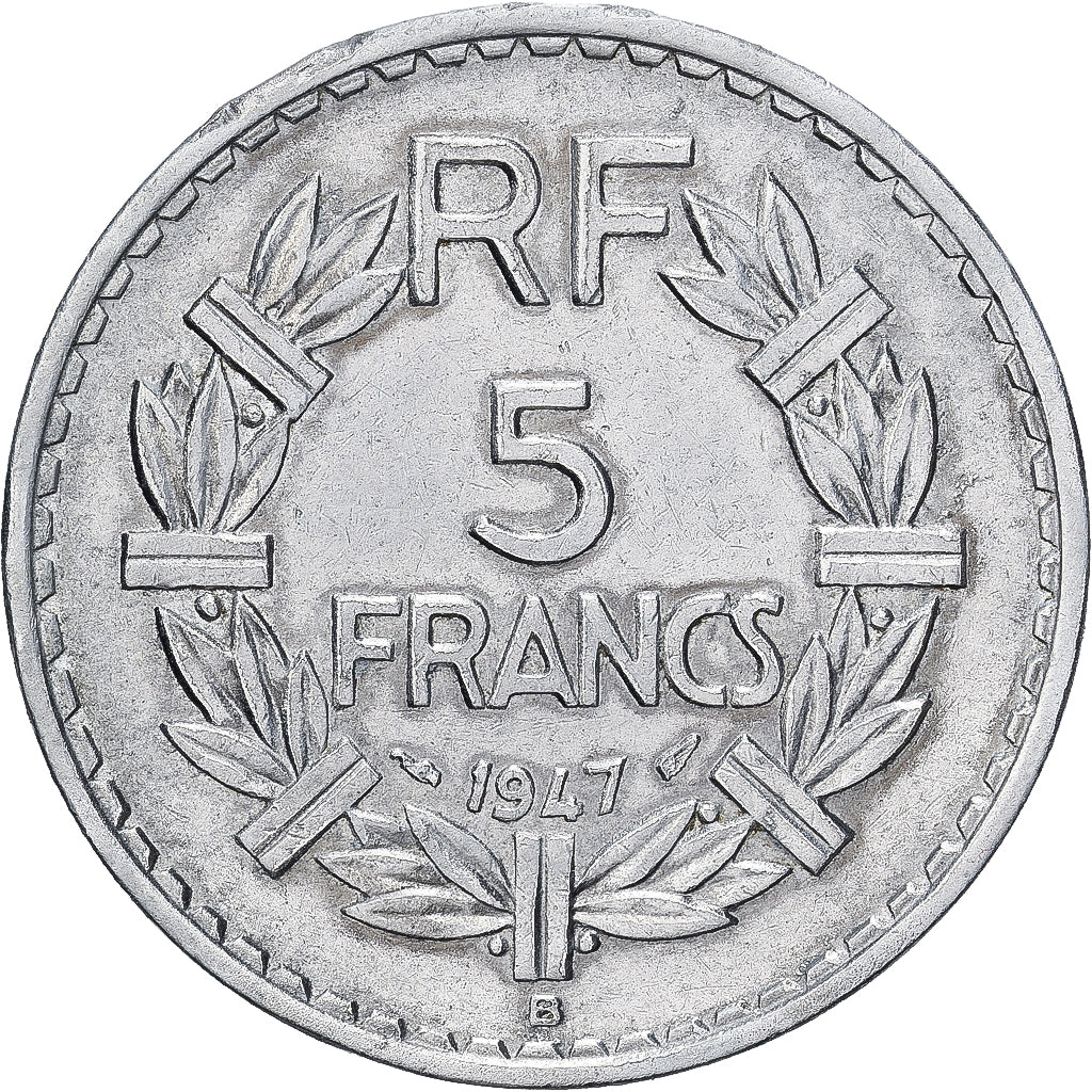 Frankreich, Lavrillier, 5 Francs, 1947, Beaumont - Le Roger, SS, Aluminium