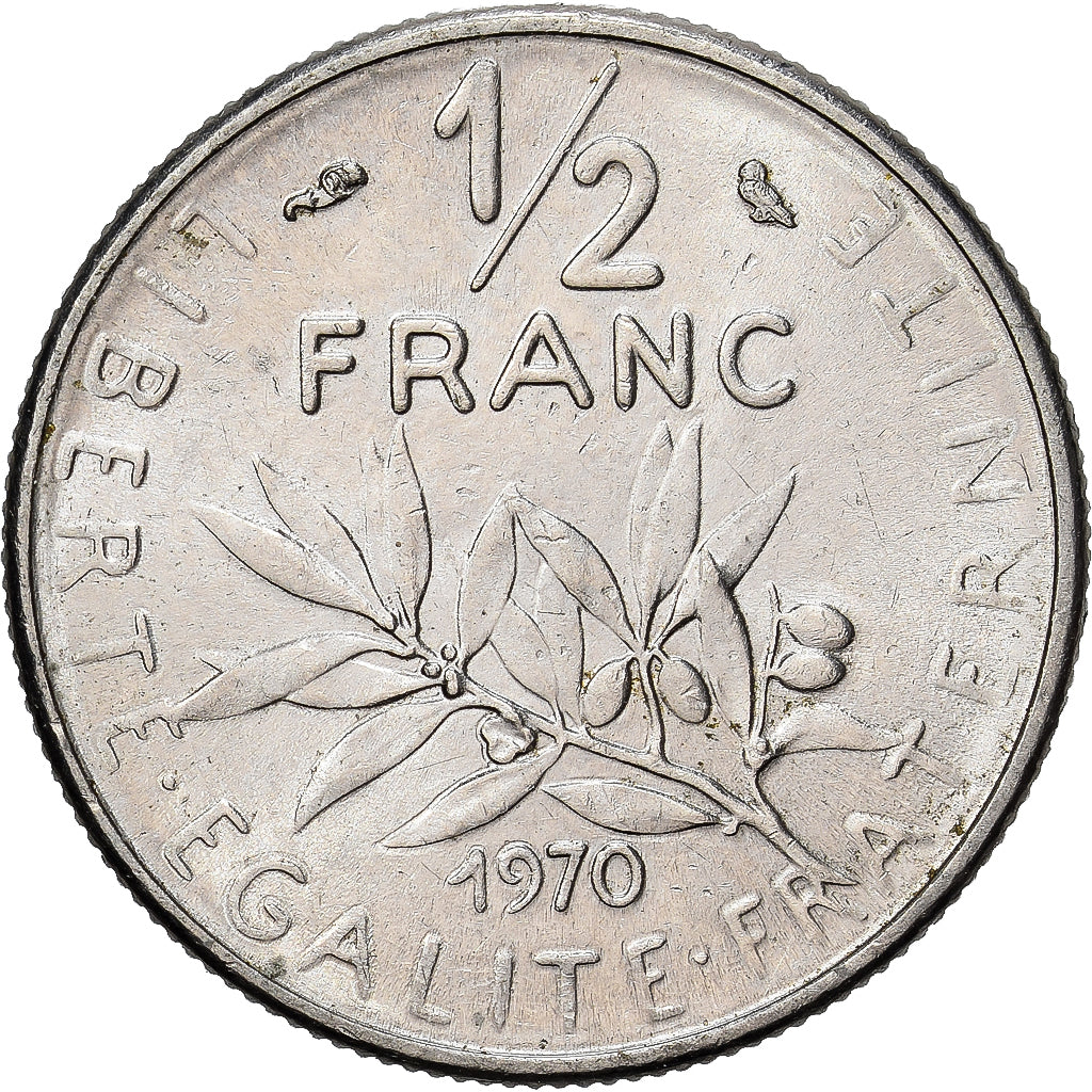 Francia, Semeuse, 1/2 Franc, 1970, Paris, EBC, Níquel, KM:931.1, Gadoury:429
