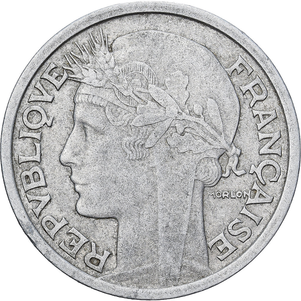 Francia, Morlon, 2 Francs, 1949, Beaumont - Le Roger, BB, Alluminio, KM:886a.2