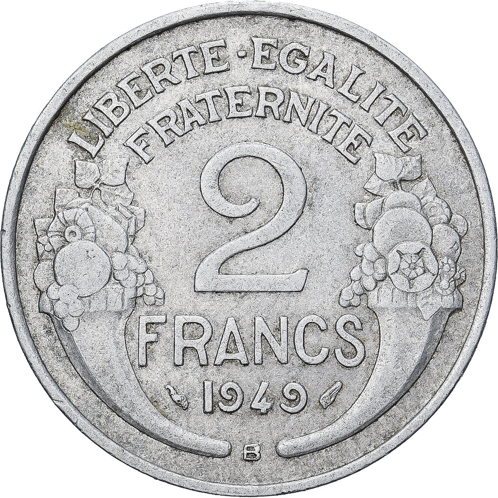 Francia, Morlon, 2 Francs, 1949, Beaumont - Le Roger, BB, Alluminio, KM:886a.2