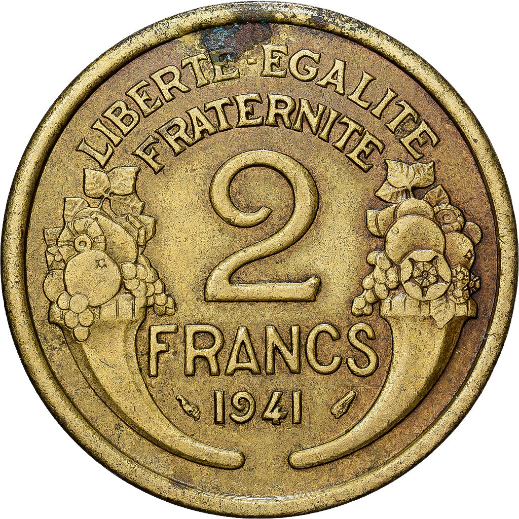 Francia, Morlon, 2 Francs, 1941, MB, Alluminio-bronzo, KM:886, Gadoury:535