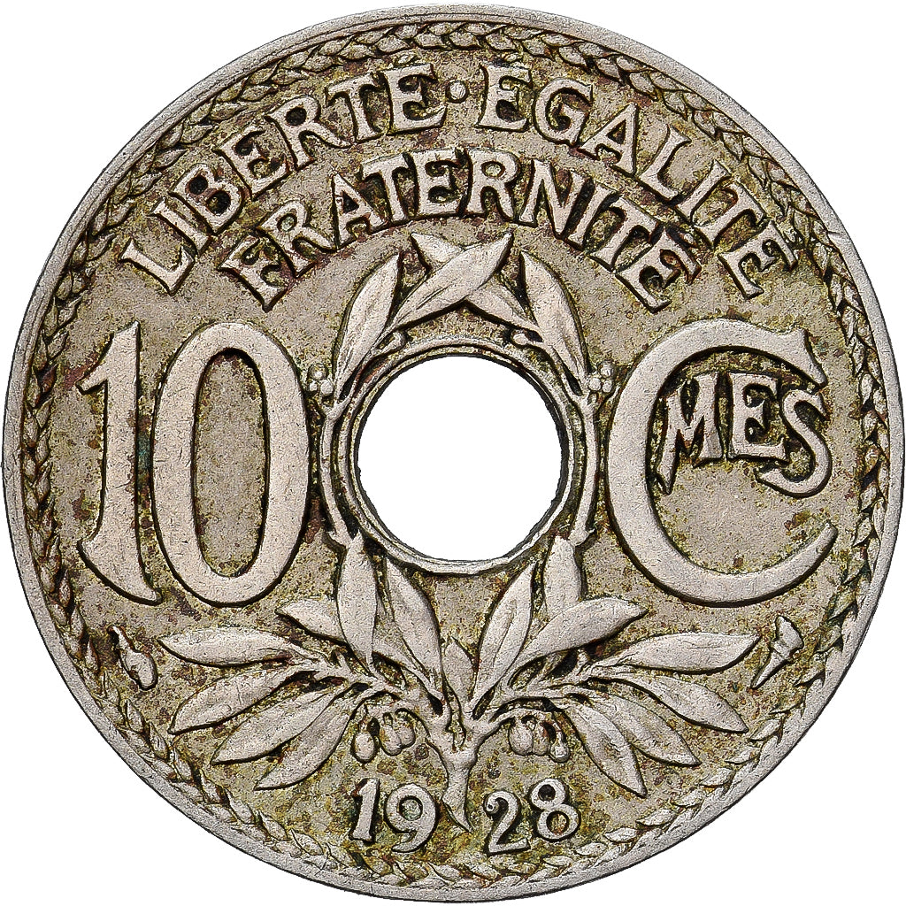 France, 10 Centimes, 1928, EF(40-45), Copper-nickel