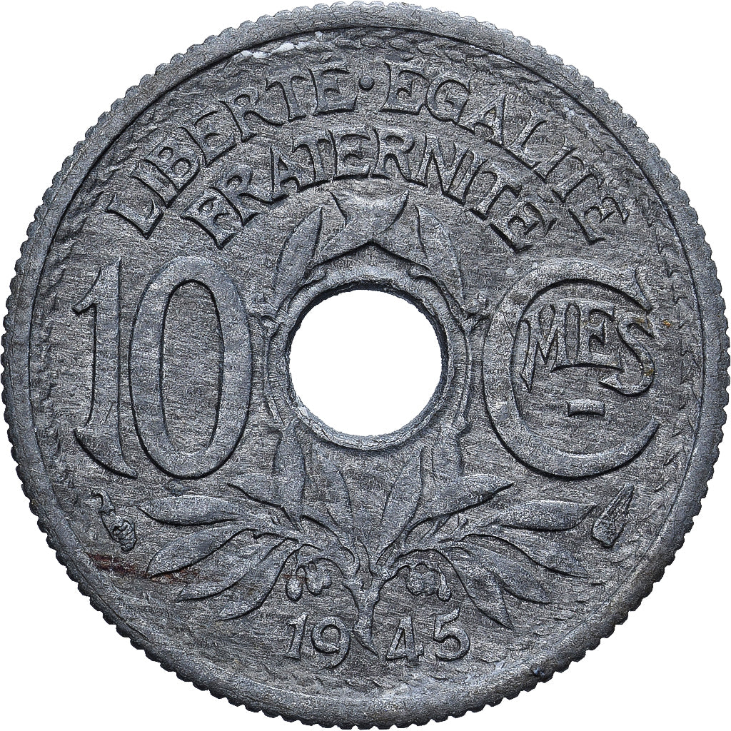France, 10 Centimes, 1945, VG(8-10), Aluminium