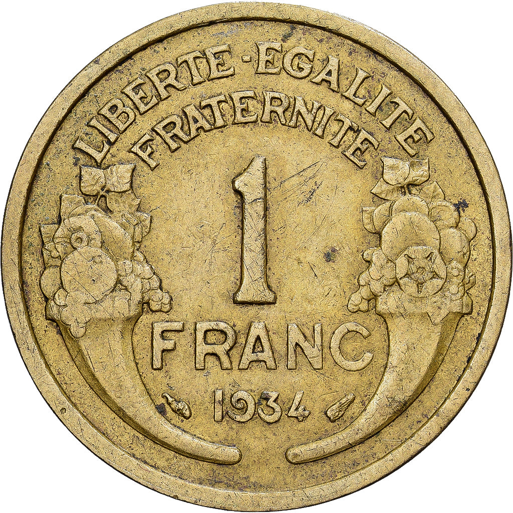 France, Morlon, Franc, 1934, TB+, Bronze-Aluminium, Gadoury:470, KM:885