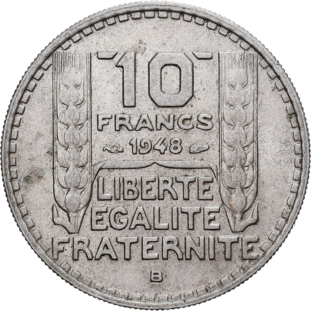 Francia, Turin, 10 Francs, 1948, Beaumont-le-Roger, MBC+, Cobre - níquel