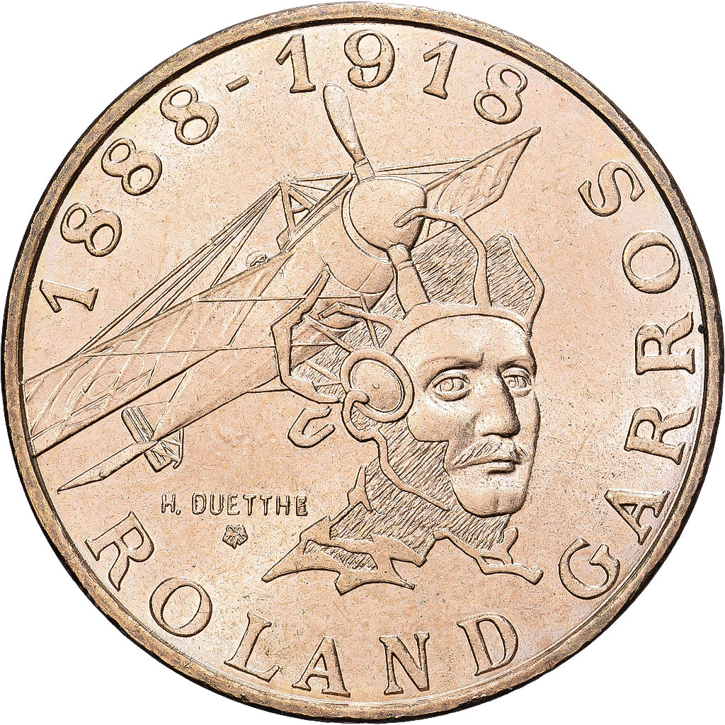 Frankrijk, Roland Garros, 10 Francs, 1988, PR, Aluminum-Bronze, KM:965