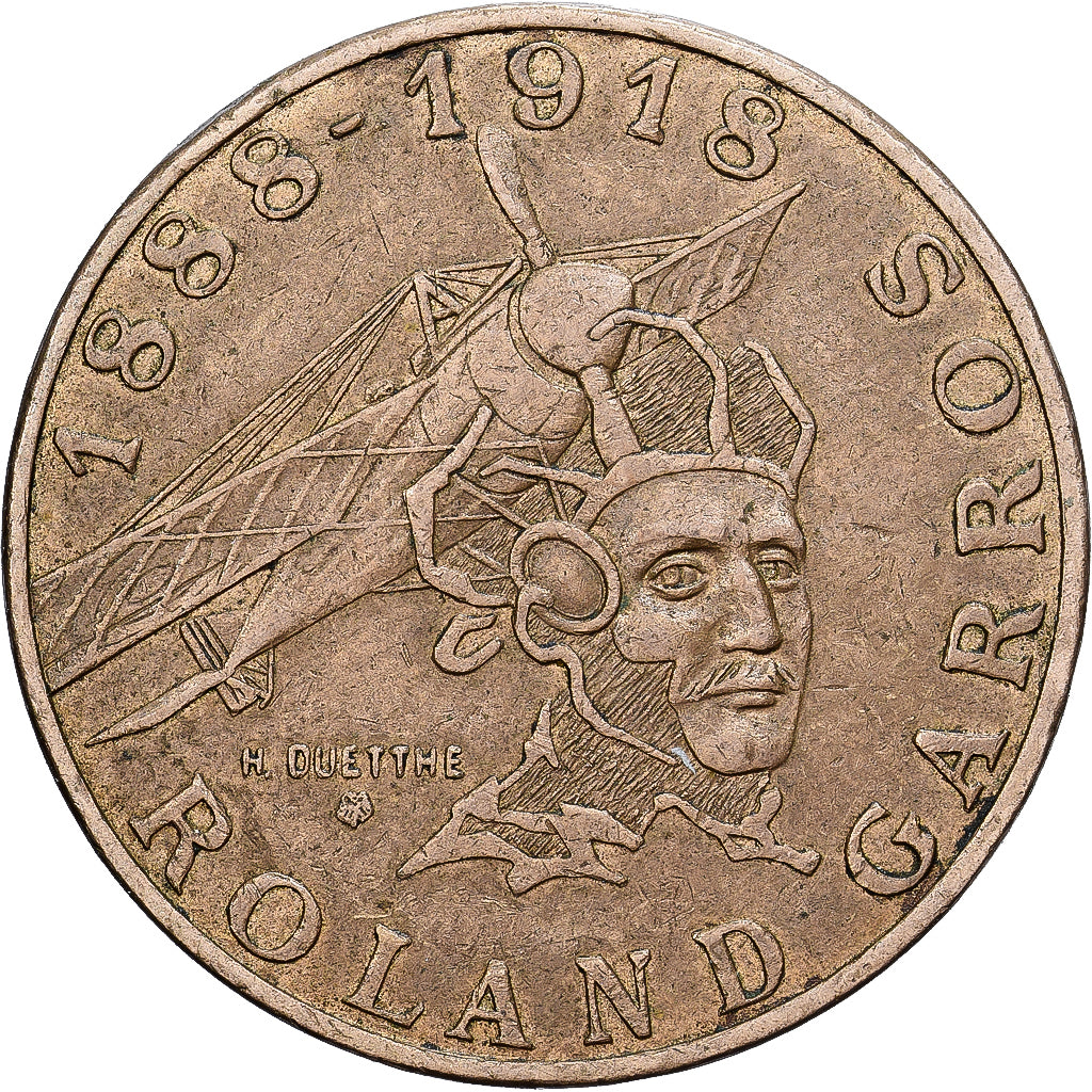 Frankrijk, Roland Garros, 10 Francs, 1988, FR, Aluminum-Bronze, KM:965