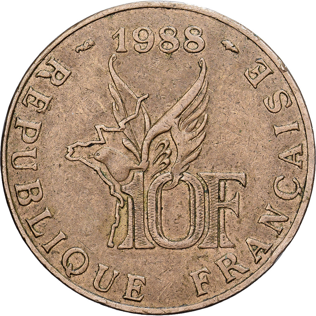 Frankrijk, Roland Garros, 10 Francs, 1988, FR, Aluminum-Bronze, KM:965