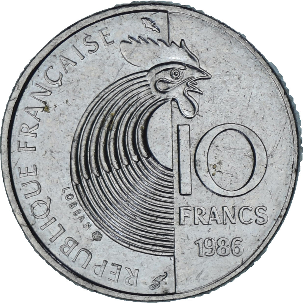 France, Schumann, 10 Francs, 1986, Paris, AU(50-53), Nickel, KM:958, Gadoury:825
