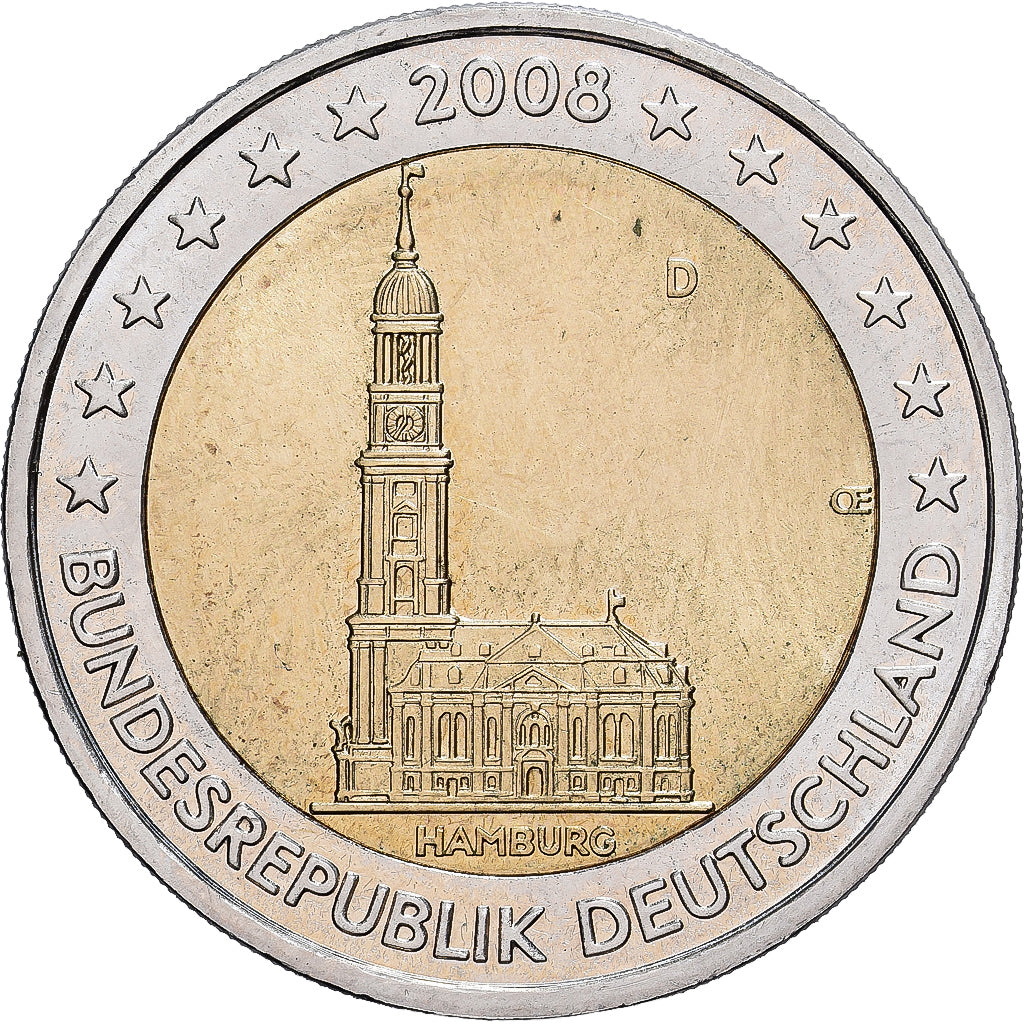 GERMANIA - REPUBBLICA FEDERALE, 2 Euro, 2008, Munich, SPL-, Bi-metallico, KM:261