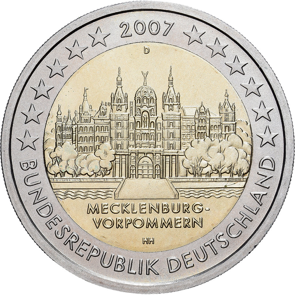 Deutschland, 2 Euro, MECKLENBURG- / VORPOMMERN, 2007, Munich, UNZ+, Bi-Metallic