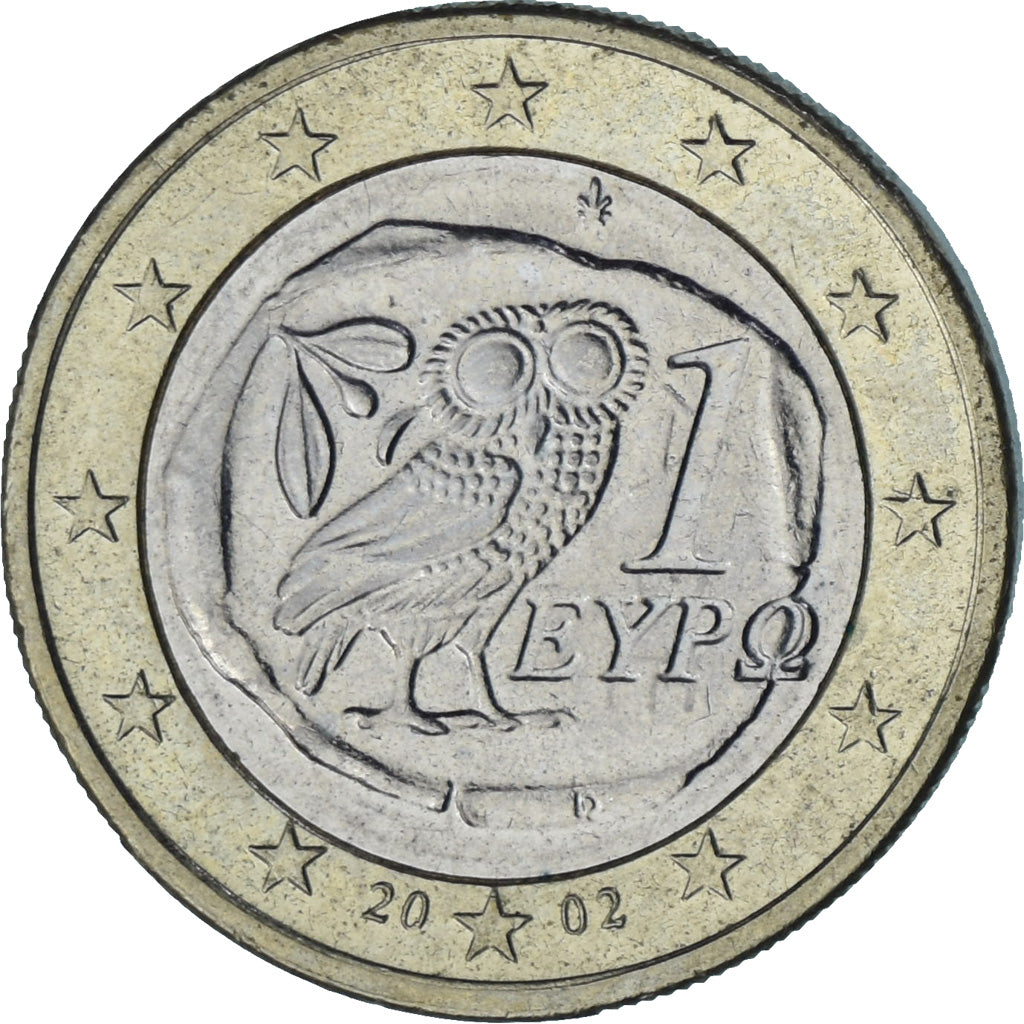Grecia, Euro, 2002, Athens, EBC, Bimetálico, KM:187