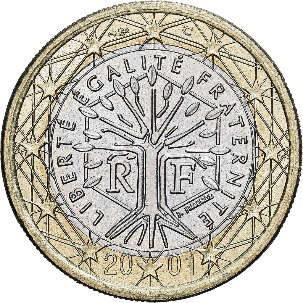 Francja, Euro, 2001, Paris, FDC, AU(55-58), Bimetaliczny, KM:1288