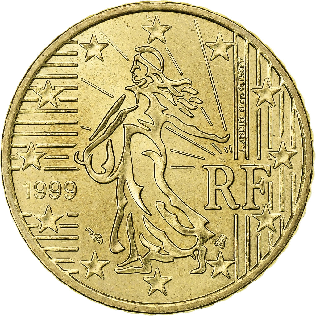 France, 50 Euro Cent, 1999, Paris, MS(63), Brass, KM:1287
