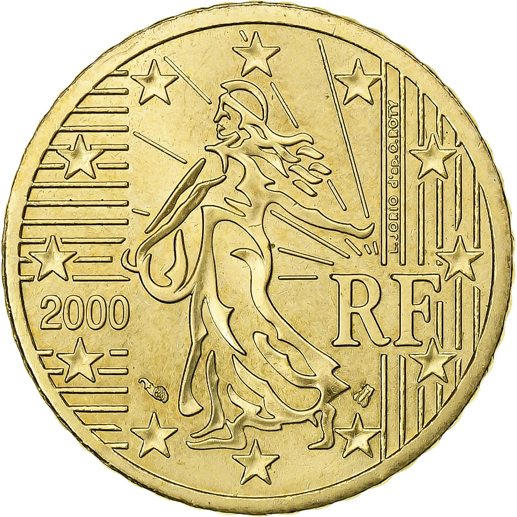 France, 50 Euro Cent, 2000, Paris, MS(64), Brass, KM:1287