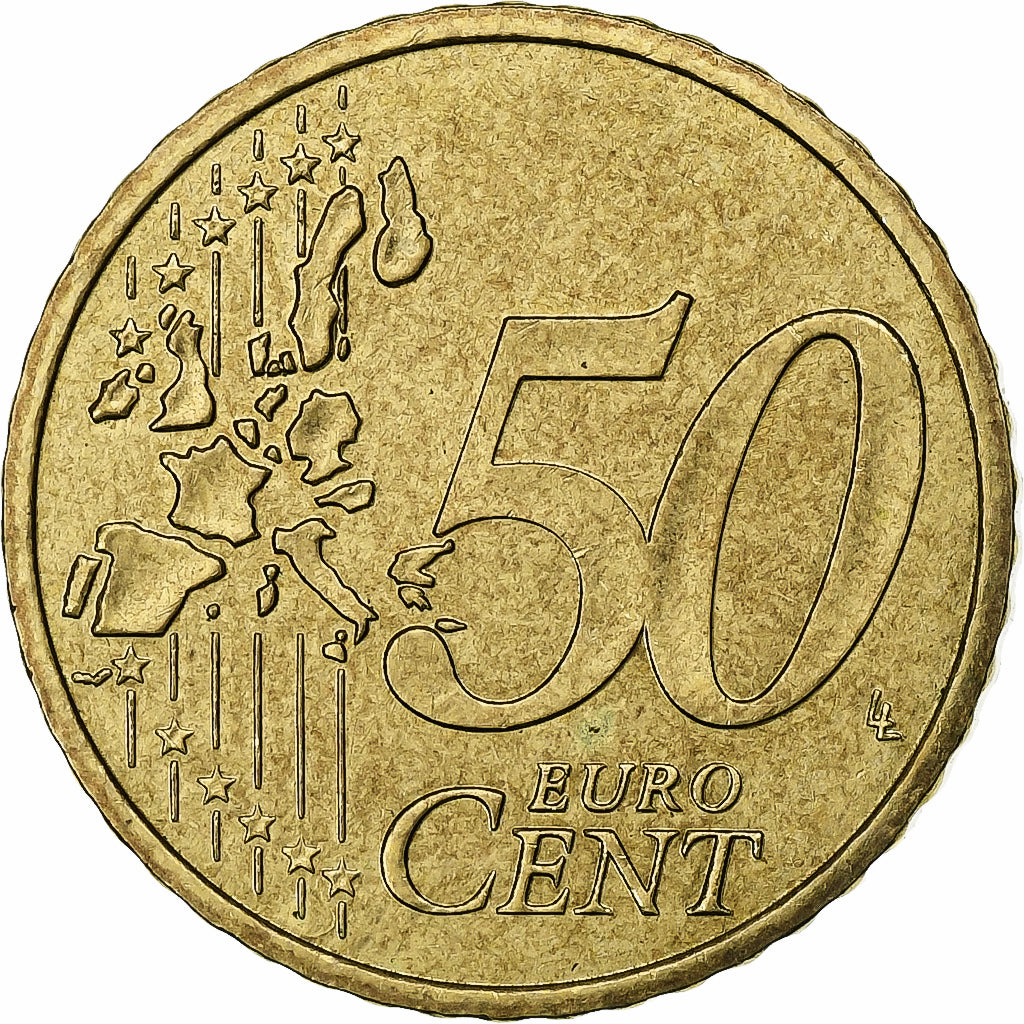 Francja, 50 Euro Cent, 2001, Paris, MS(64), Mosiądz, KM:1287
