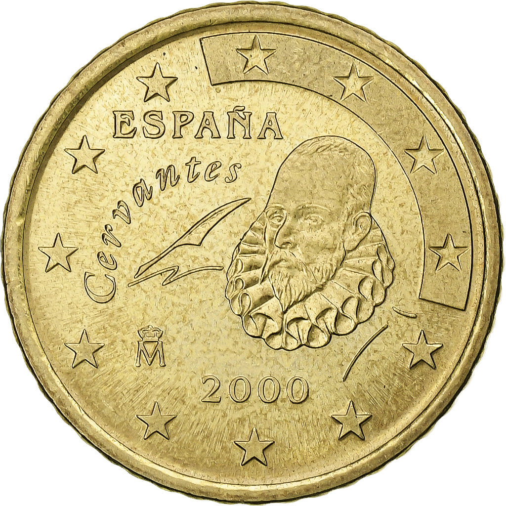 Spain, Juan Carlos I, 50 Euro Cent, 2000, Madrid, AU(55-58), Brass, KM:1045