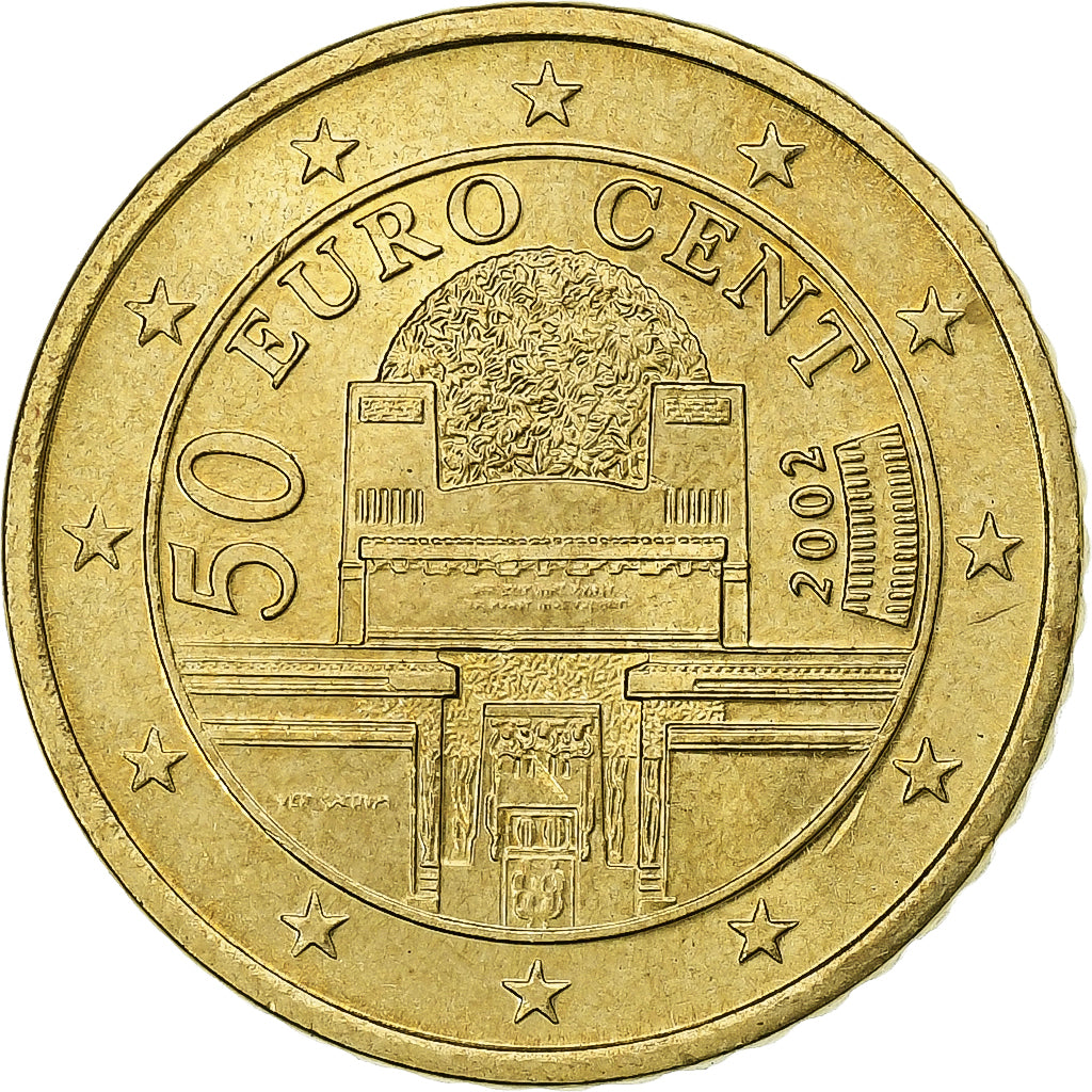 Áustria, 50 Euro Cent, 2002, Vienna, MS(63), Latão, KM:3087