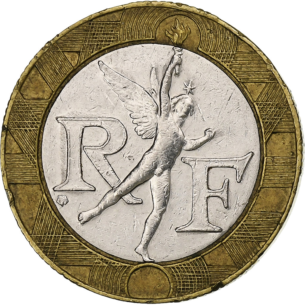 Francia, Génie, 10 Francs, 1991, MBC, Bimetálico, KM:964.1, Gadoury:827
