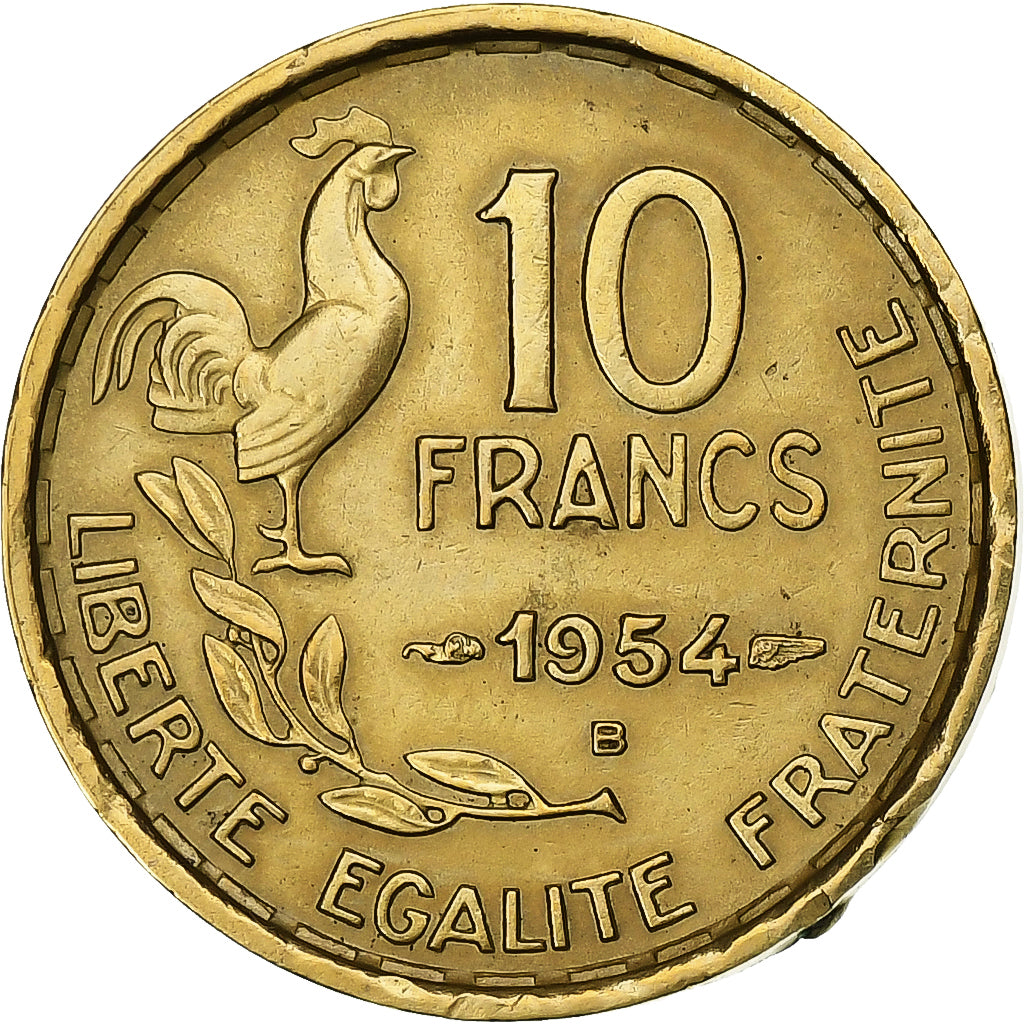 France, 10 Francs, Guiraud, 1954, Beaumont - Le Roger, Bronze-Aluminium, TTB