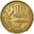 Francia, 10 Francs, Guiraud, 1954, Beaumont - Le Roger, Aluminio - bronce, MBC