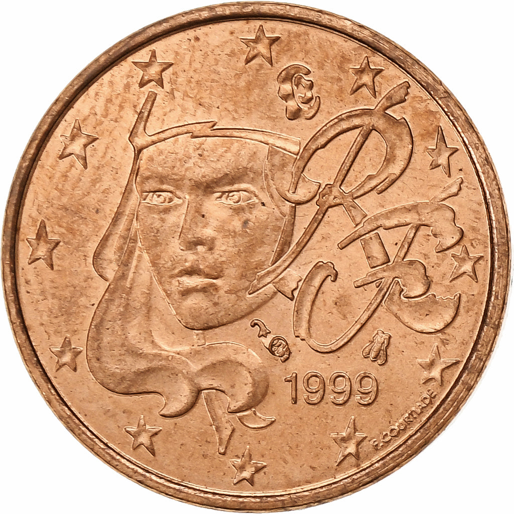 Francja, Euro Cent, 1999, Paris, BE, AU(55-58), Miedź platerowana stalą