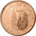 Espanha, Juan Carlos I, Euro Cent, 2002, Madrid, AU(55-58), Aço Cromado a
