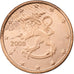 Finlândia, Euro Cent, 2000, Vantaa, AU(55-58), Aço Cromado a Cobre, KM:98