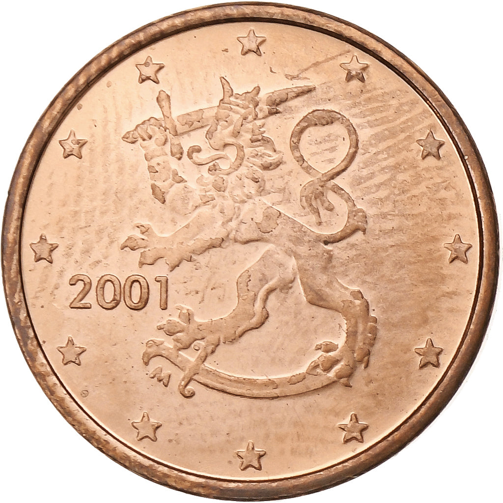 Finlandia, Euro Cent, 2001, Vantaa, AU(55-58), Miedź platerowana stalą, KM:98