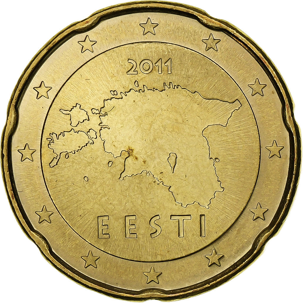 Estonia, 20 Euro Cent, 2011, Vantaa, SC+, Latón, KM:65