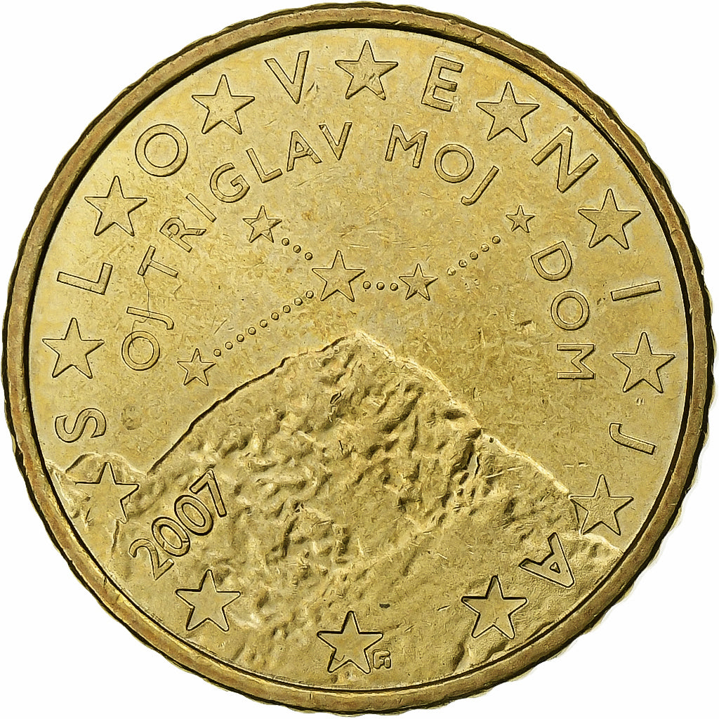 Slovénie, 50 Euro Cent, 2007, Vantaa, SUP+, Laiton, KM:73