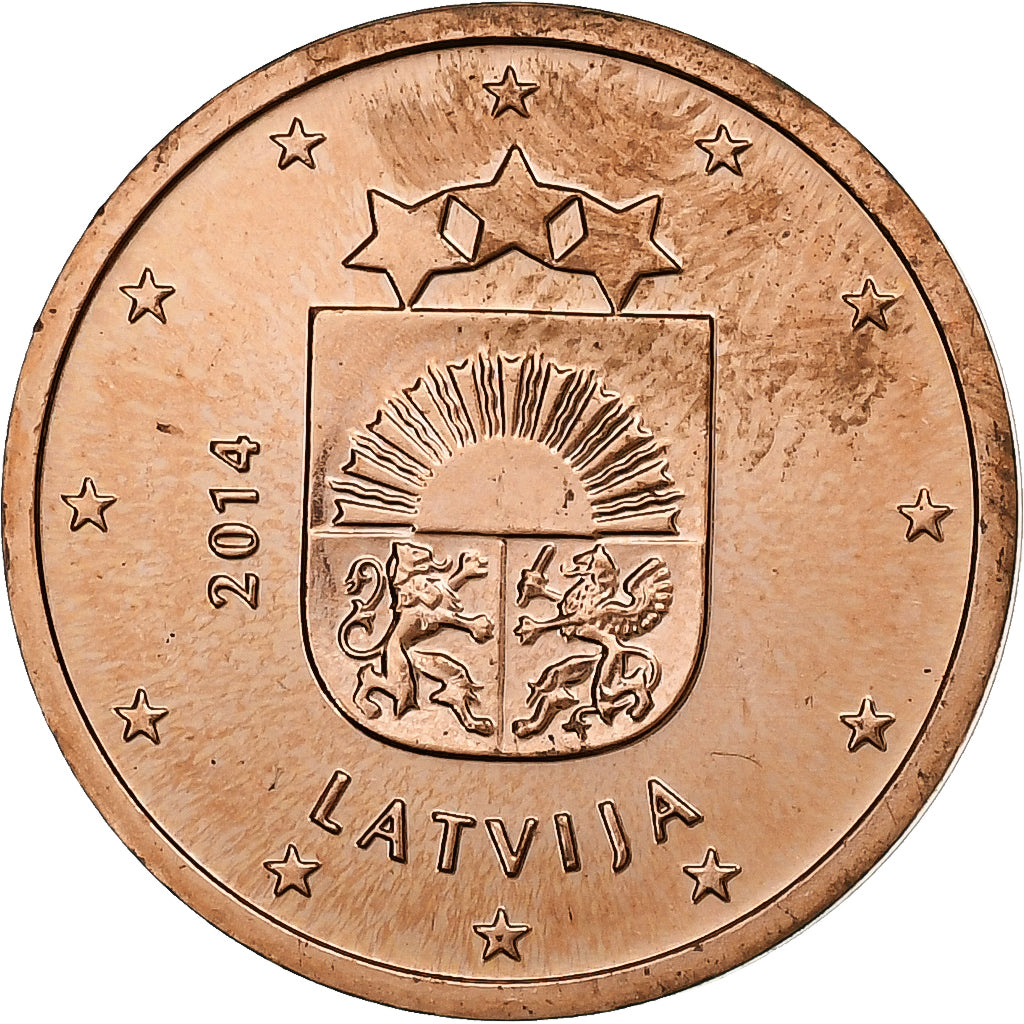 Letland, 2 Euro Cent, 2014, Stuttgart, PR+, Copper Plated Steel, KM:151