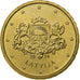 Lettonie, 10 Euro Cent, large coat of arms of the Republic, 2014, SUP+, Or