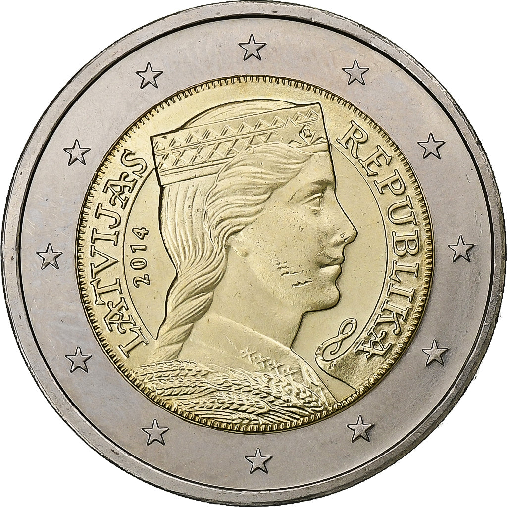 Latvia, 2 Euro, 2014, Stuttgart, MS(63), Bi-Metallic, KM:157