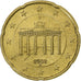 GERMANY - FEDERAL REPUBLIC, 20 Euro Cent, 2002, Berlin, MS(63), Brass, KM:211