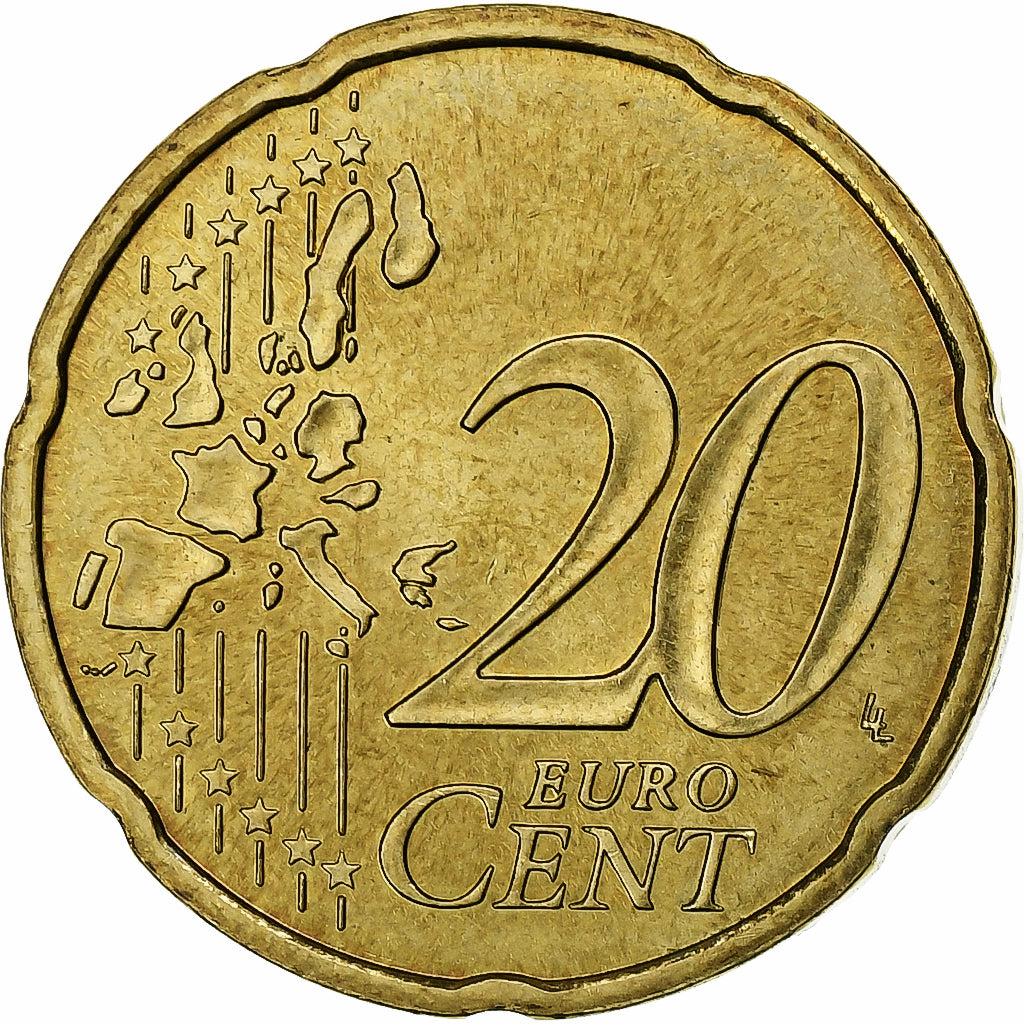 France, 20 Euro Cent, 1999, Paris, AU(55-58), Brass, KM:1411