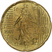 França, 20 Euro Cent, 2000, Paris, AU(55-58), Latão, KM:1411