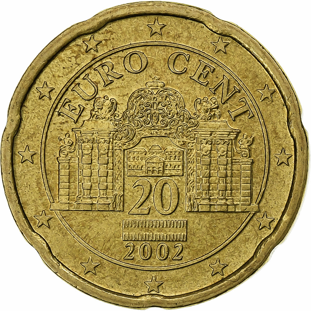 Austria, 20 Euro Cent, 2002, Vienna, AU(55-58), Brass, KM:3086