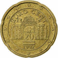 Áustria, 20 Euro Cent, 2002, Vienna, AU(55-58), Latão, KM:3086