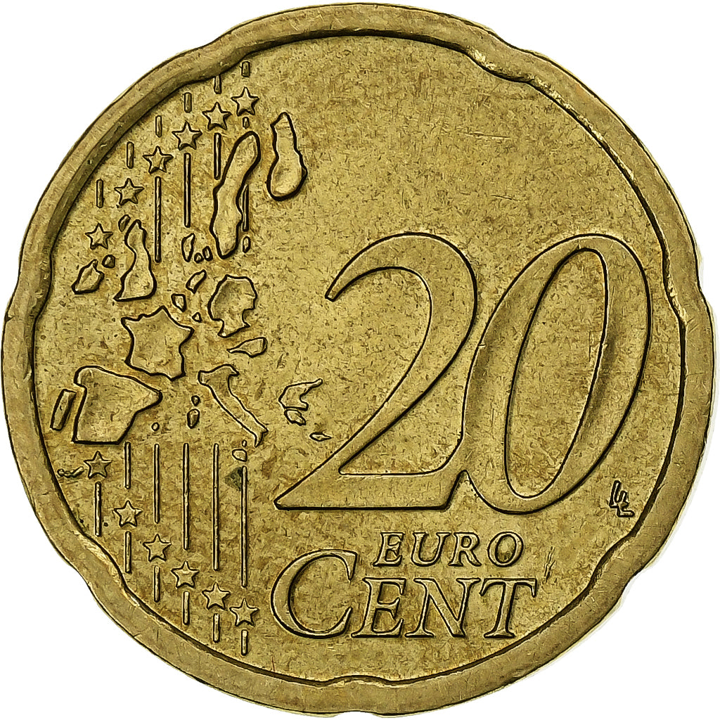 Austria, 20 Euro Cent, 2002, Vienna, AU(55-58), Brass, KM:3086